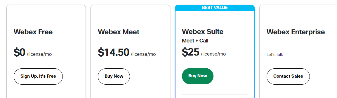 Webex pricing